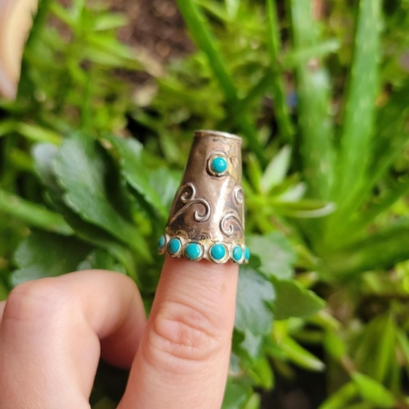 *RARE* Vintage Navajo Sleeping Beauty Turquoise Sterling Silver Thimble - Picture 2 of 8